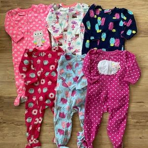 Girls footed fleece pajama bundle, 6 pairs